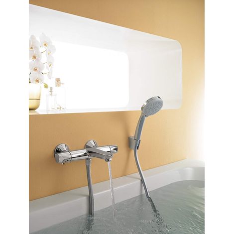 Ensemble support mural et douchette 1jet avec flexible de douche 160 cm chromé Hansgrohe Croma 100 (1/5)