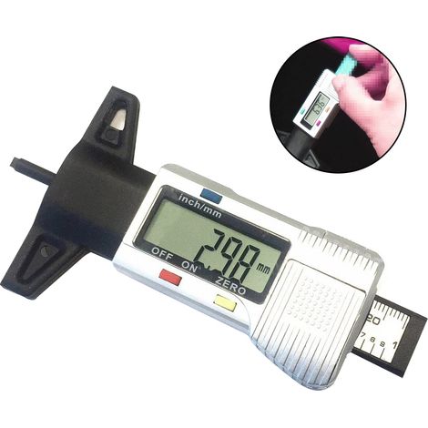 Jauge De Profondeur De Sculpture - 0-25 Mm - Affichage LCD - Conversion Mm/Pouces - Pour Pneus Et Plaquettes De Frein - 1 Pièce (1/5)