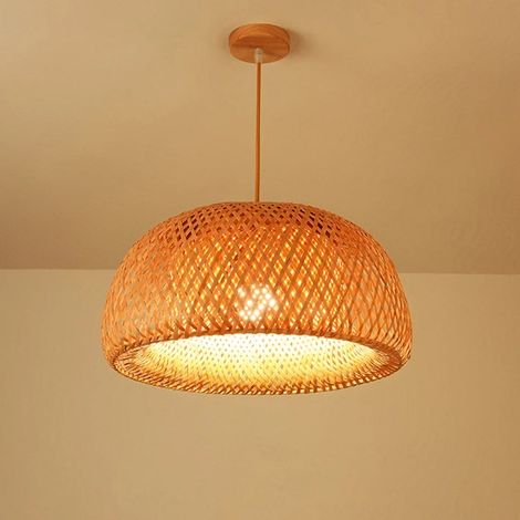 Suspension Bambou Style Chinois Tressé à la Main 30cm - Lampe Suspendue Déco Maison, Luminaire Salon, Restaurant Zen, Ambiance Naturelle(sans ampoule) (1/5)