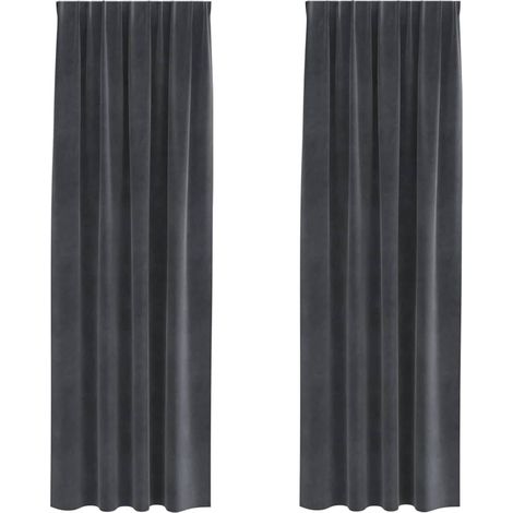Rideaux avec des rideaux 2 pcs Gris clair 140 x 225 cm Velours CFW17956 (1/5)