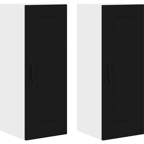 Meuble mural de cuisine，Armoire de cuisine avec étagère 2 pcs Noir 30 x 31 x 80 cm CFW20179 (1/5)