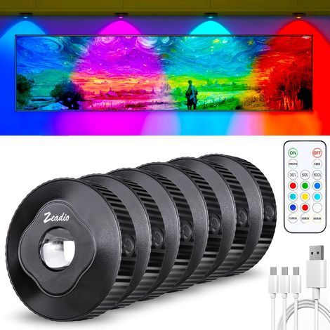 Contact LED cabinet light with remote control, rechargeable lighting for the kitchen with push button on dimmable push button for living room, bedroom, basement, etc. (Pack of 6) (1/5)