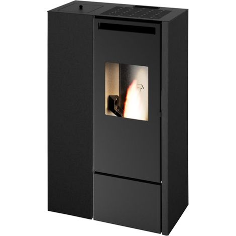 stufa a pellet slim ermetica punto fuoco "pia" nero 9,9 kw