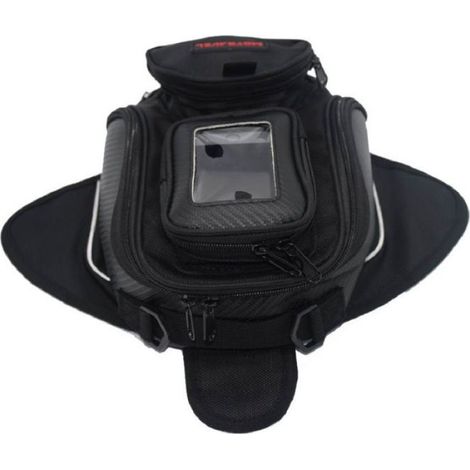 Sac de selle moto Oxford noir avec fenêtre agrandie et fermeture magnétique puissante (1/4)
