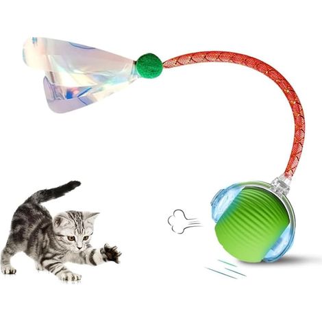 Jouet interactif pour chat - Jouet électrique intelligent rechargeable - Balle de jeu automatique avec queue - Pour l'intérieur et l'extérieur (1/5)