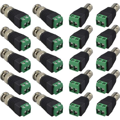 BNC Connecteur Fiche Mâle Prise Femelle Vis Bornier Adaptateur Video Balun Coaxial Cat5 Cat6 CCTV DVR TV Caméra (1/4)