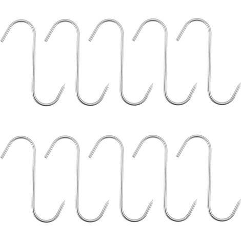 Lot de 10 crochets en forme de S pour porc séché, saucisse, canard rôti, Char Siu, poulet rôti (1/5)