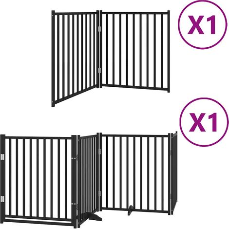 Maison Exclusive - Cancello per Cani Porta Pieghevole Nero 6 Pannelli 480cm Pioppo