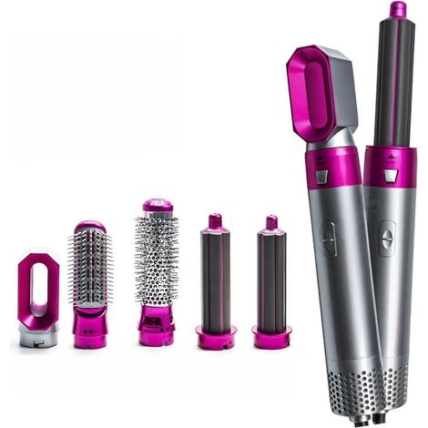 Brosse À Air Chaud 5 En 1 - 1100 W - 3 Vitesses - Température 120 °C - Pour Cheveux Secs Et Mouillés - 5 Embouts Inclus