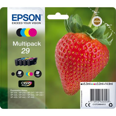 Epson 29 Pack 4 cartouches noire + couleurs pour imprimante jet d'encre (1/3)