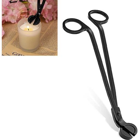 Ciseaux à bougies - Ciseaux à mèches pour bougies parfumées - Coupe-mèches - Coupe-mèches - Noir - Acier inoxydable - 18 x 6 x 2 cm (1/4)