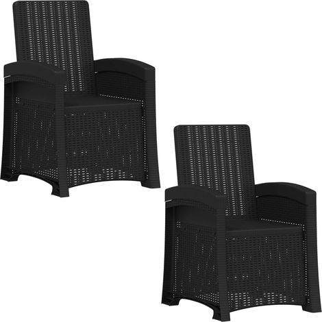 Sillón de jardín reclinable imitación ratán 2 pcs PP vidaXL