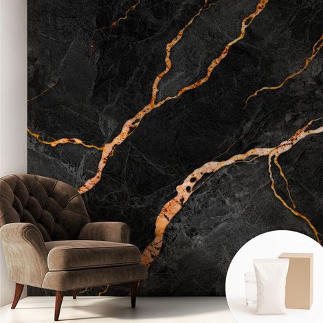 Papier peint intissé mural avec imprimé pour décoration pour salon pour chambre à coucher pour entrée Veines marbrées 250x250 cm (1/5)
