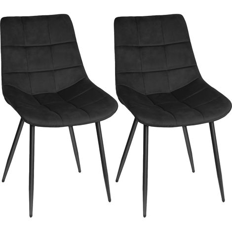 Chaise de Salle à Manger 2 Paires de Velours Chaise de Cuisine Design Rétro, Chaise Rembourrée avec Dossier Pieds en Métal, pour Lounge Salon, noir (1/5)