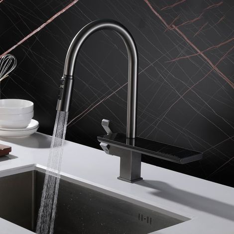 304 Stainless Steel Pull Out Retractable Faucet with Storage, Single Hole Kitchen Faucet (1/5)