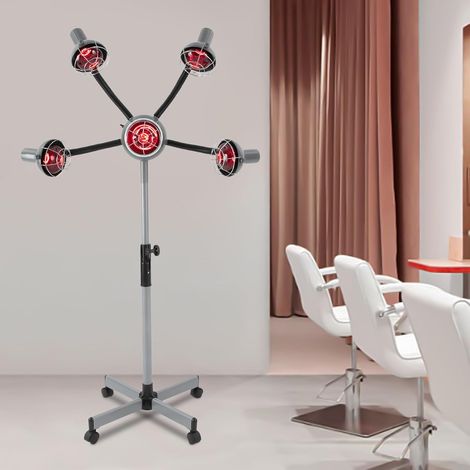 Séchoir Infrarouge Professionnel 750W à 5 Lampes, Température Réglable 40-80°C, Lampe chauffante infrarouge sur Pied avec Roulettes, Hauteur Ajustable pour Salon de Coiffure et Soins Capillaires (1/5)