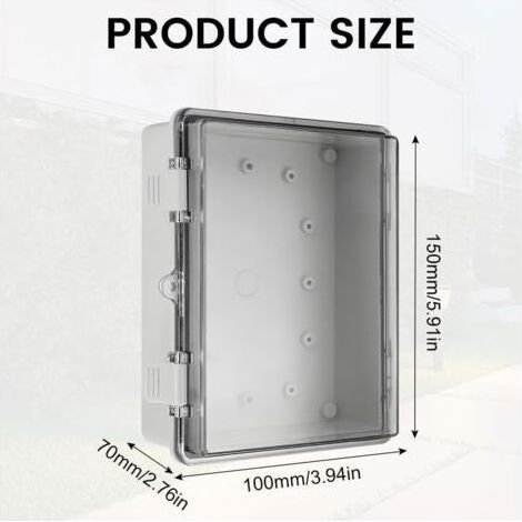 Scatola di derivazione IP65, 150 x 100 x 70 mm, scatola di derivazione impermeabile con coperchio in PC trasparente, scatola di derivazione impermeabile in ABS per uso esterno (1/5)