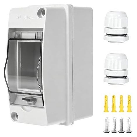 Verteilerkasten – Sicherungskasten – Wasserdicht – Kleiner Verteiler – 1-reihig – 2 Module – für Feuchträume, Gärten und den Außenbereich (1/3)