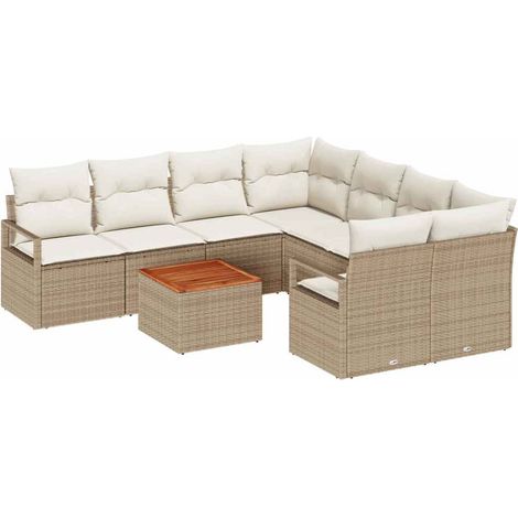 Maison Exclusive - Gartensofa-set mit Kissen 9 pcs Beige Poly-Rat