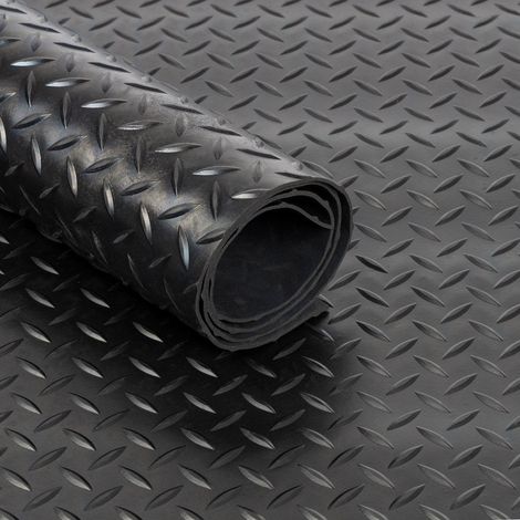 ETM – Revêtement de sol en caoutchouc Tôle Larmée – Épaisseur 3 mm – Résistant de -30°C à +69°C – Dimensions 150 x 450 cm – Antidérapant pour charges élevées