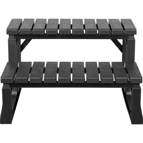 Mophorn Escalier de spa à 2 marches, marchepied robuste en PP de 610 mm de large, capacité de charge de 145,15 kg, idéal pour porche, patio, terrasse, camping-car, noir