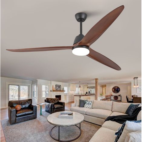Ventilatore da soffitto con luce LED 72 pollici, motore DC reversibile, nero e noce (1/5)