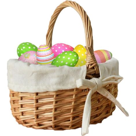 Osterkorb für Kinder, kleiner Weidenkorb mit rundem Ostergriff, geflochtener Korb, Geschenk für Obst und Eier, zum Einkaufen und fürs Picknick, Ostern für Eier, Obst, Blumen (1/5)