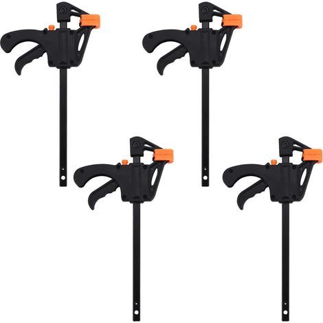 Pince à Bois en F à Cliquet,4Pcs Serre-Joint de Menuiserie à Ressort Pince à Bois Barre F à Libération Rapide pour Bricolage,Distance de Serrage Maximale de 10 cm (1/5)