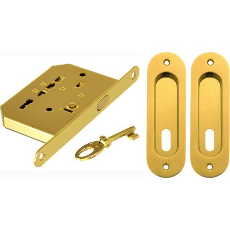 1PZ KIT X PORTE SCORREVOLE CON COPPIA NICCHIE OVALE CON CHIAVE ORO-LUCIDO (1/2)
