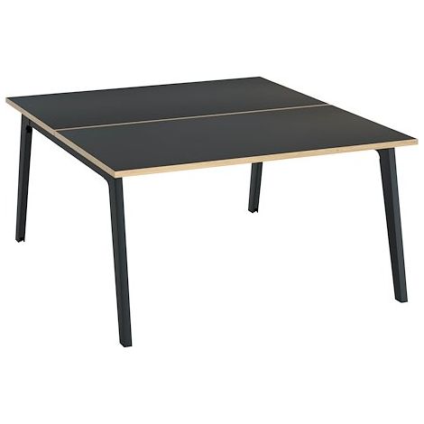 Pôle de 2 bureaux Exprim Carbone + goulotte L 140 cm piètement carbone - Maxiburo