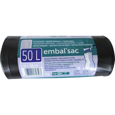Bolsa de basura de 50 L para escombros 100 x 50 5