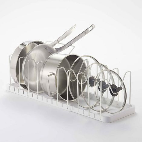 Organizzatore per pentole e coperchi espandibile in acciaio
