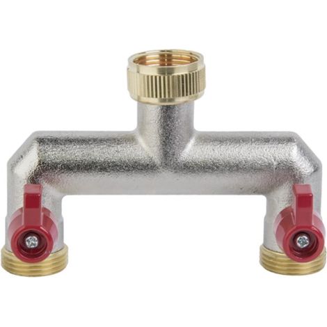 3/4" regulierbarer 2-fach-Verteiler mit Absperrhähnen aus Messing (1/2)