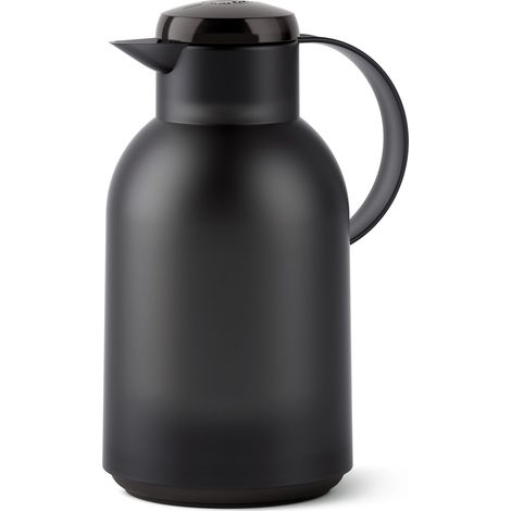 Emsa N40119 - Caraffa termica Samba, 1,5 litri, chiusura Quick Press, 12 ore, calda e fredda per 24 ore, colore nero traslucido (1/4)