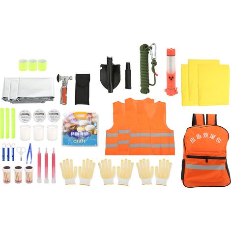 Kit de Survie d'Urgence Multifonction en Métal Robustide et Durable, Sac à Dos Portable Camping Trousse de Premiers Soins pour Extérieur, Lot de 3 Personnes (1/5)