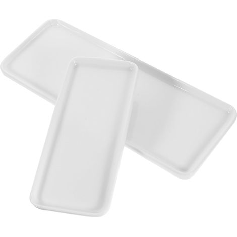 Plateaux de Salle de Bain Surface Lisse Facile à Nettoyer en Céramique Blanche Lot de 2 pour Organiser Cosmétiques sur Meuble sous Vasque'-'- (1/5)