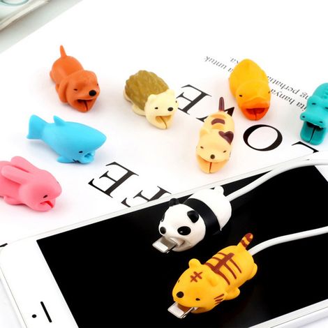 Lot de 2 protections de câble silicone anti-morsure en forme d'animal, anti-casse pour fil de charge (1/5)