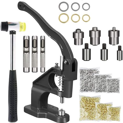 Set de Pinces à œillets Professionnelles avec 1500 œillets (diamètre intérieur : 6 mm, 10 mm, 12 mm), idéal pour Les Tissus, Les bâches et Les voiles d'ombrage