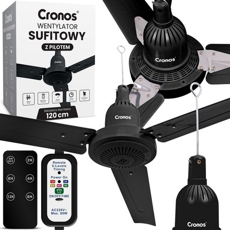Cronos FC11-120 Deckenventilator 120cm Schwarz + Fernbedienung
