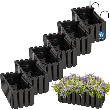 Jardinière de balcon pour balustrade/terrasse, blanche, 40 cm, lot de 6 (1/5)