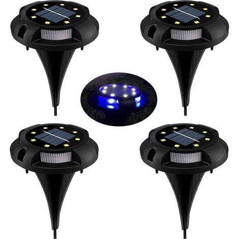 éclairage de pelouse solaire à LED,8 LED 4 Pack Spot Lampe Solaire Jardin Etanche IP65 Pelouse Lumière Decorative Pour Chemin Jardin Terrace Cour Pelouse Blanc,(blanc naturel + bleu) (1/5)