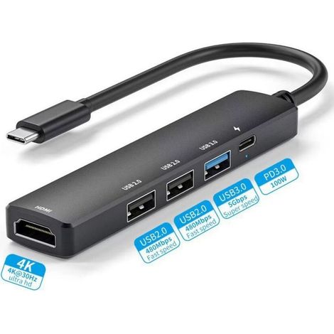 Station d'accueil USB-C 5-en-1 avec HDMI 4K, charge rapide 100W PD et ports USB pour MacBook et PC (1/5)