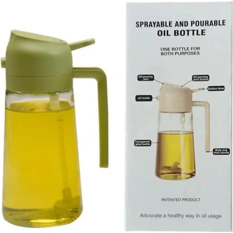 Vaporisateur d'Huile Cuisine 470ml, Spray Réutilisable pour Cuisson et Salade, 2 en 1 (Vert) (1/5)