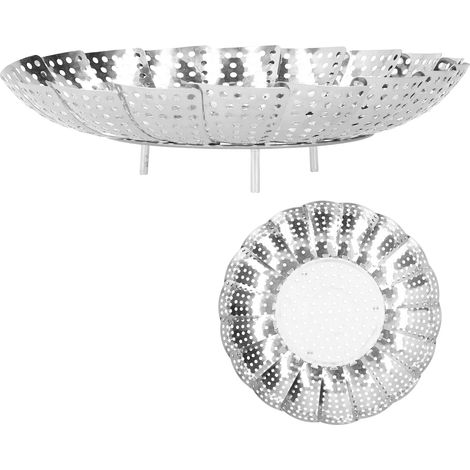Panier vapeur pliable et rétractable en acier inoxydable pour usage domestique (1/5)