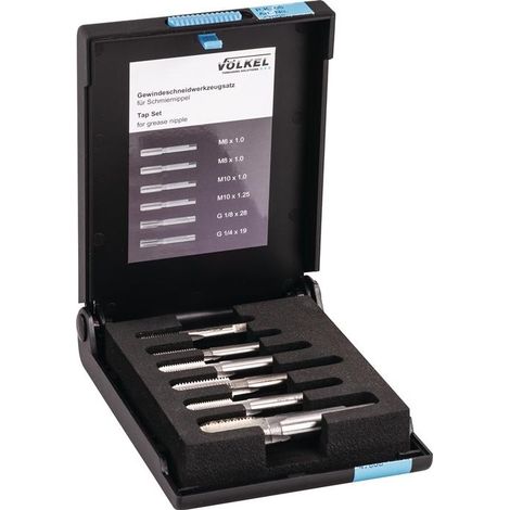 Völkel 47008 Kit de taraudage HSS-G métrique M6 x 1, M8 x 1, M10 x 1, M10 x 1.25, G1/8, G1/4 (1/6)