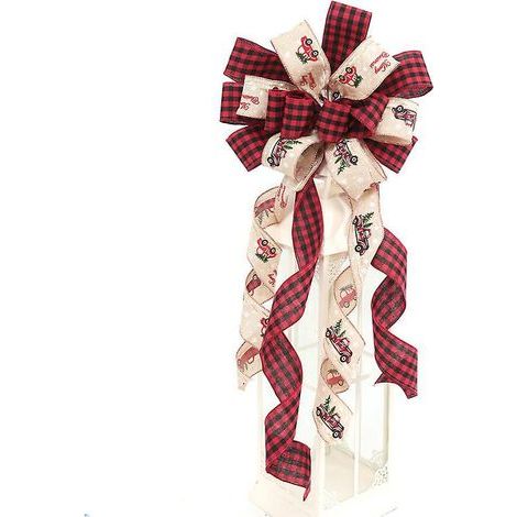 dcoration De Sapin De Nol En Toile De Jute Carreaux Rouges, Grand Nud, Dcoration De Sapin De Nol Pour Intrieur Ou Extrieur (1/5)