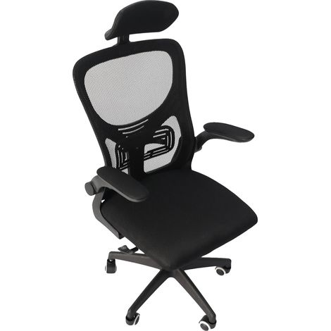 Silla de oficina, diseño transpirable, soporte lumbar ergonómico, color negro. (1/2)