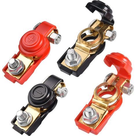 CSPARKV Bornes de Batterie Connecteur, 2 Paire Connecteurs Borne De Batterie, 12V Batterie Terminal, 24v/48v Clamp de Batterie Pour Voitures, Camions, Bateaux, Maisons Mobiles (1/4)