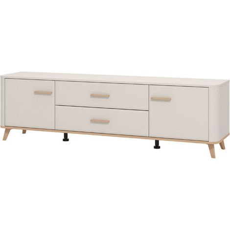 Mobile Porta tv Gosaldo, 2 Cassetti, un Ripiano, 2 Ante, 179.5x40x52.5h cm Beige