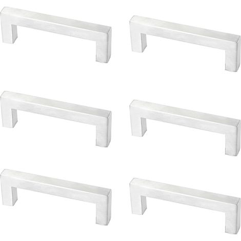 Tiradores para armarios, tiradores para armarios de níquel cepillado, tiradores cuadrados para cajones, paquete de 6 tiradores de acero inoxidable para puertas de armarios de cocina, espaciado entre o (1/5)